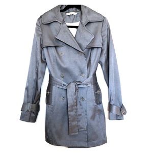 Grey/Silver Traditional Belted Trench Coat